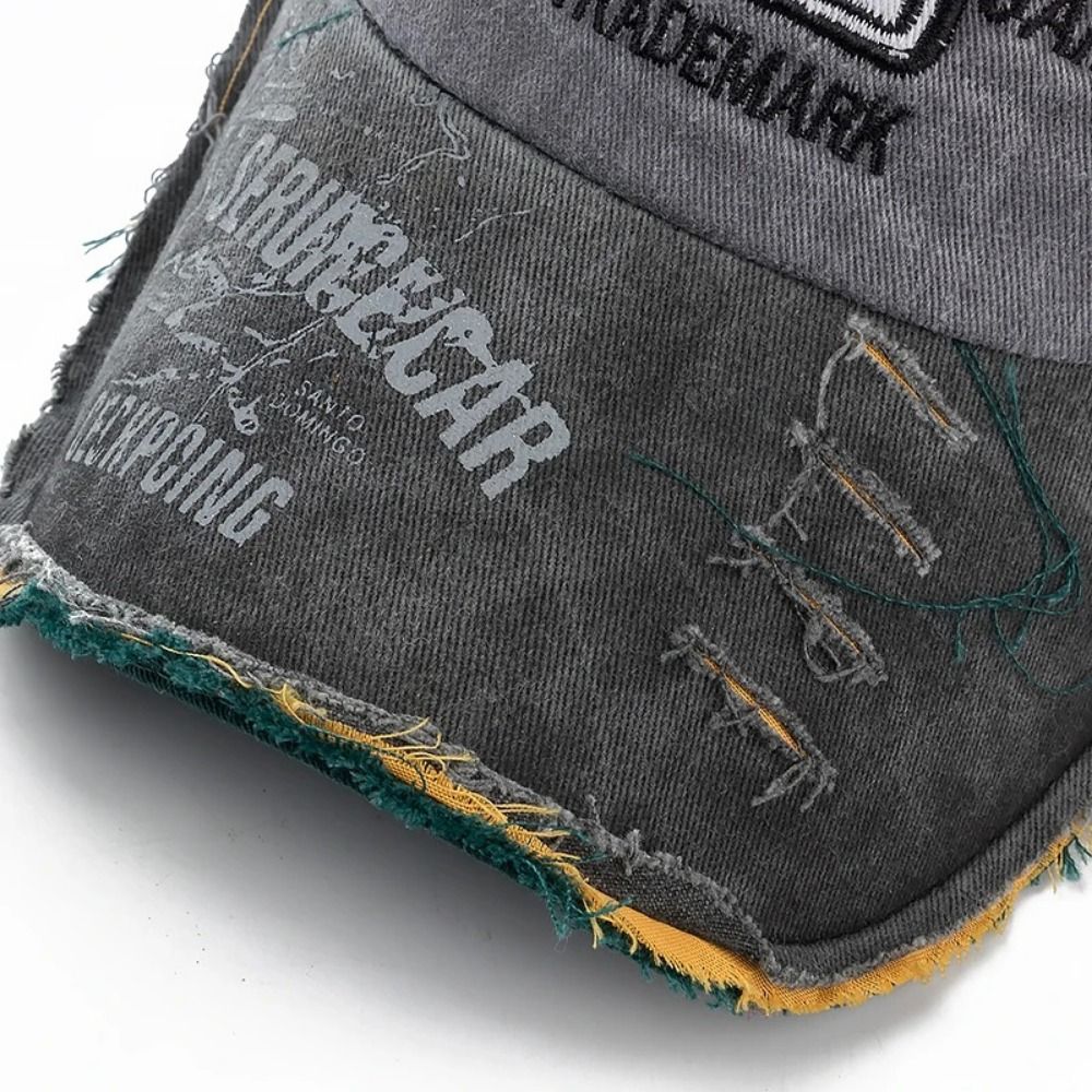 Dad Hat Cotton - Outdoor Washed Denim Letters Baseball Cap