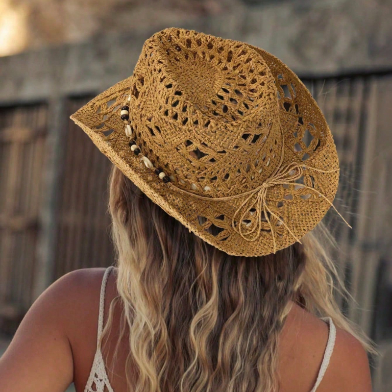 1pc Boho Shell Hollow Out Stra - Cowboy Hat Straw reseña y precio