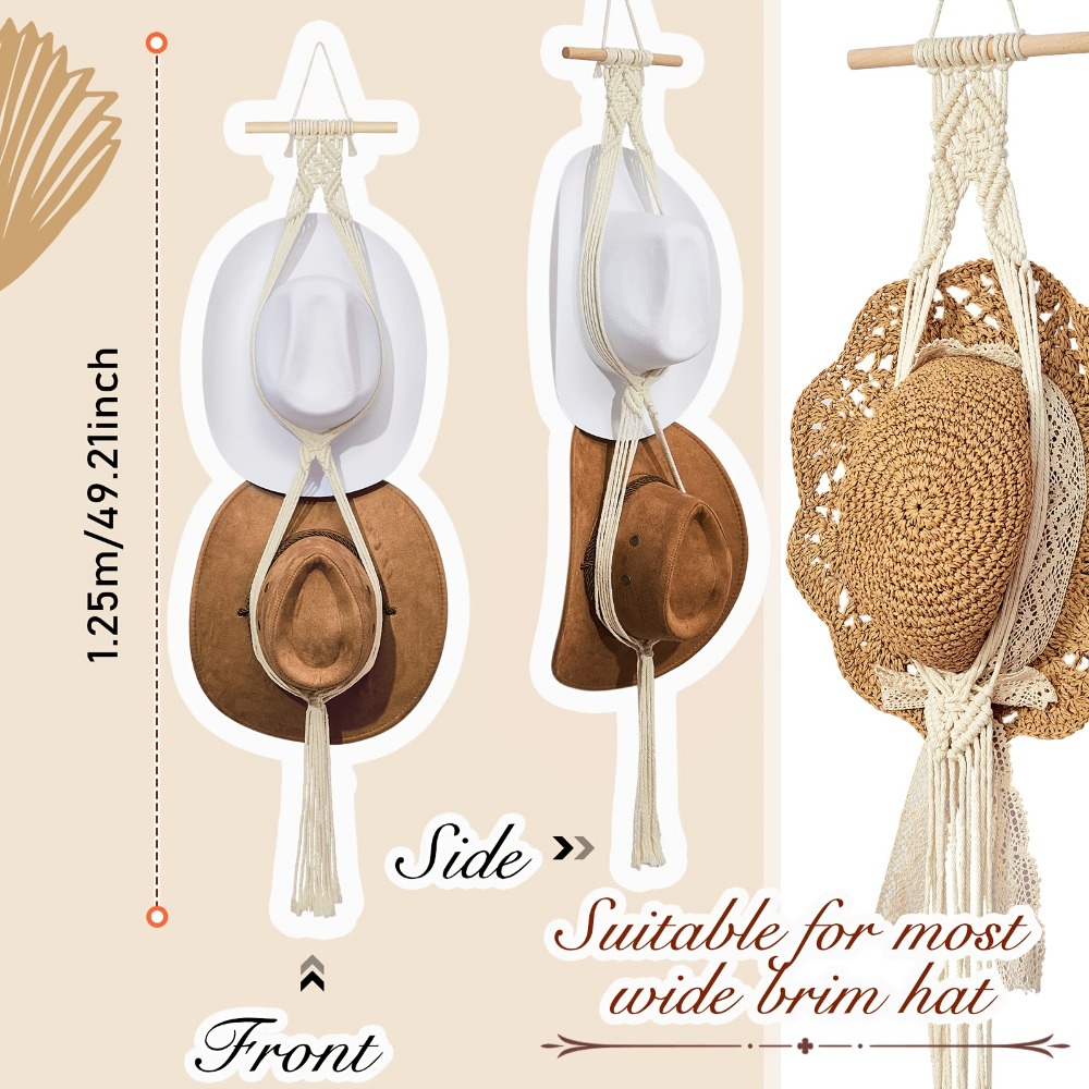 Bohemian Macrame Hat Hanger Ha - Sun Hat Wide Brim reseña y precio