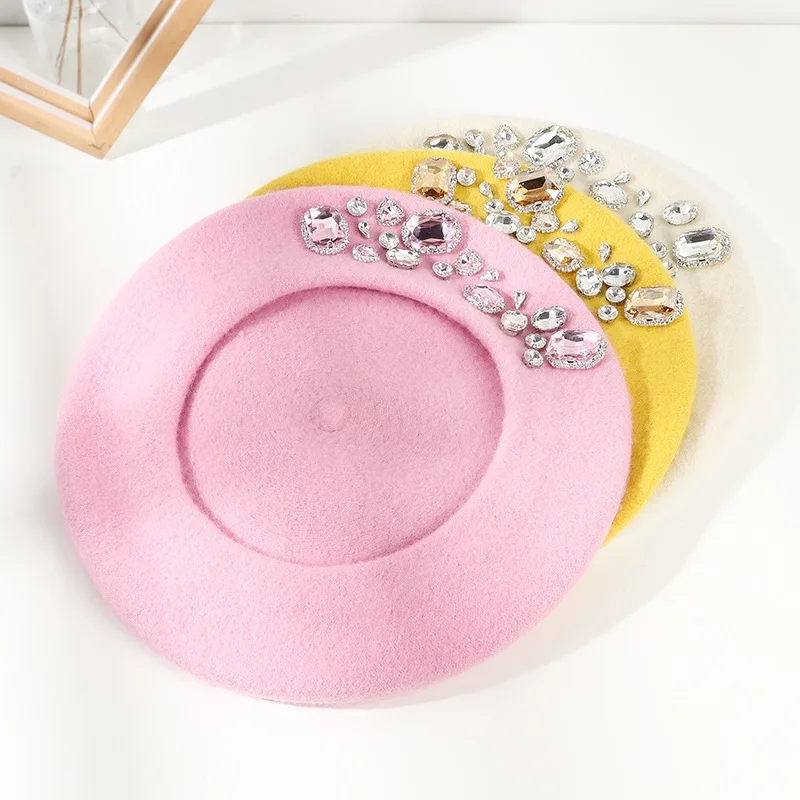 French Beret Thick Rhinestone  - Beret French Wool reseña y precio