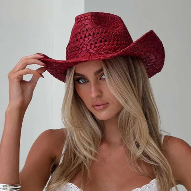 Cowboy hat red hand-painted su - Cowboy Hat Straw reseña y precio
