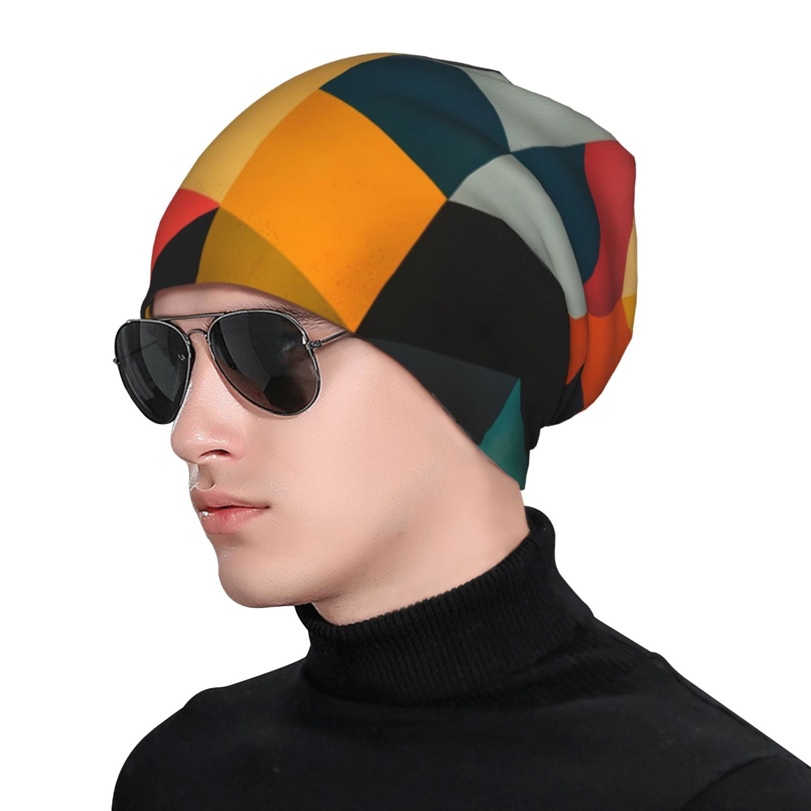 Geometric Cube Pattern Art Pri - Beanie Cuffed Knit reseña y precio