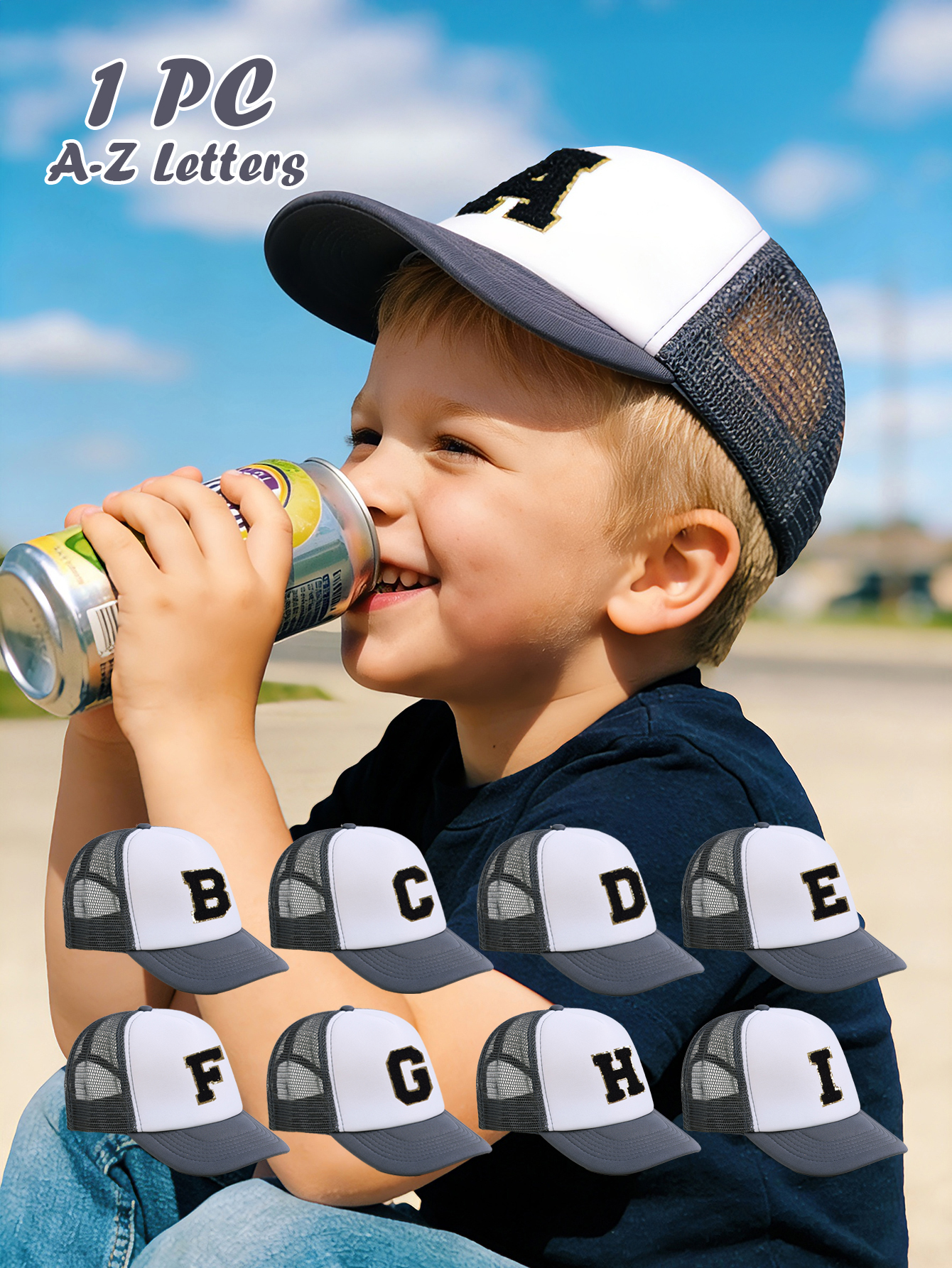 1pc Gray Hat With 26-Letter Pa - Visor Sun Hat reseña y precio