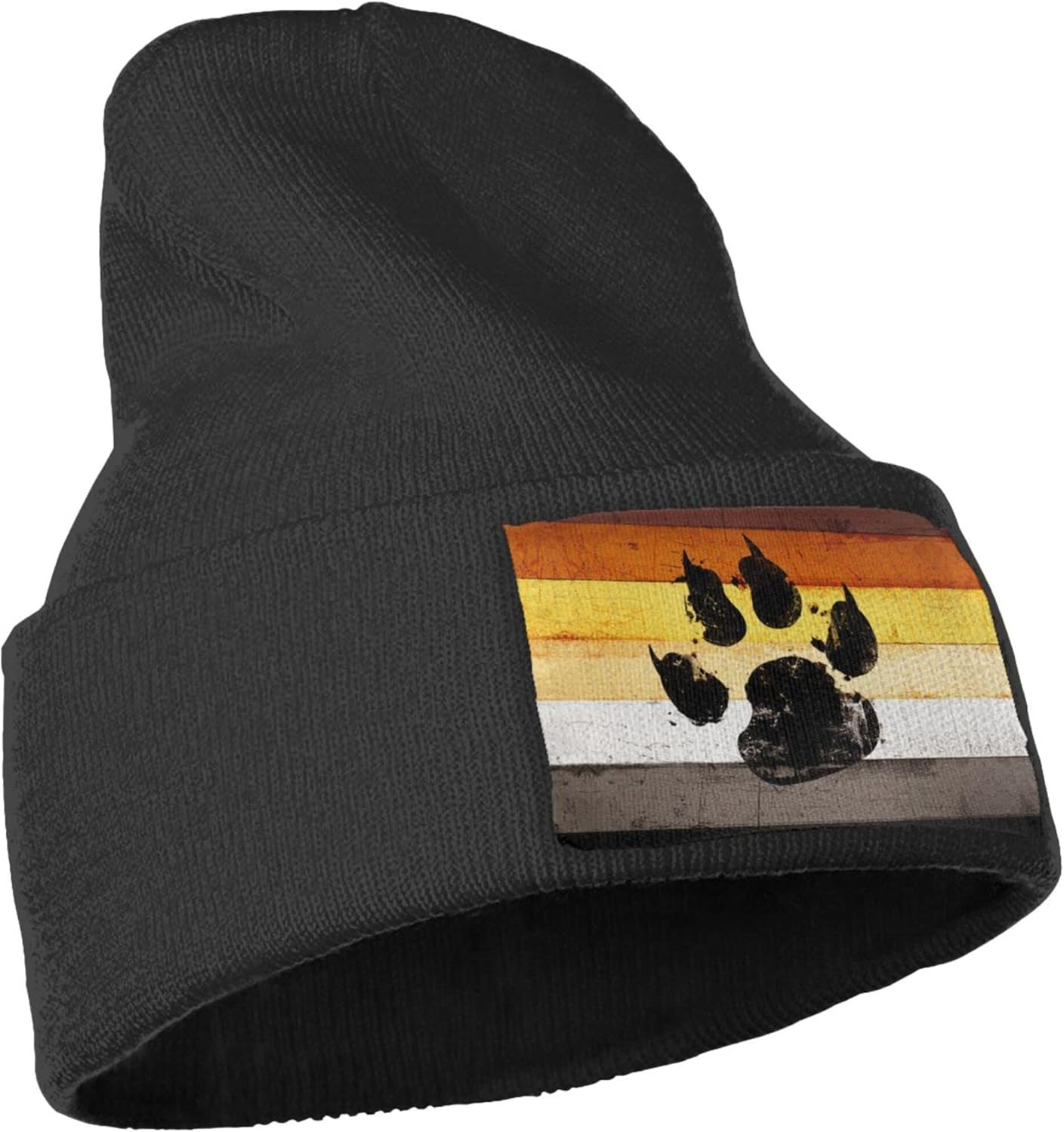 Gay Flag Bear paw LGBT Knit Be - Beanie Cuffed Knit reseña y precio
