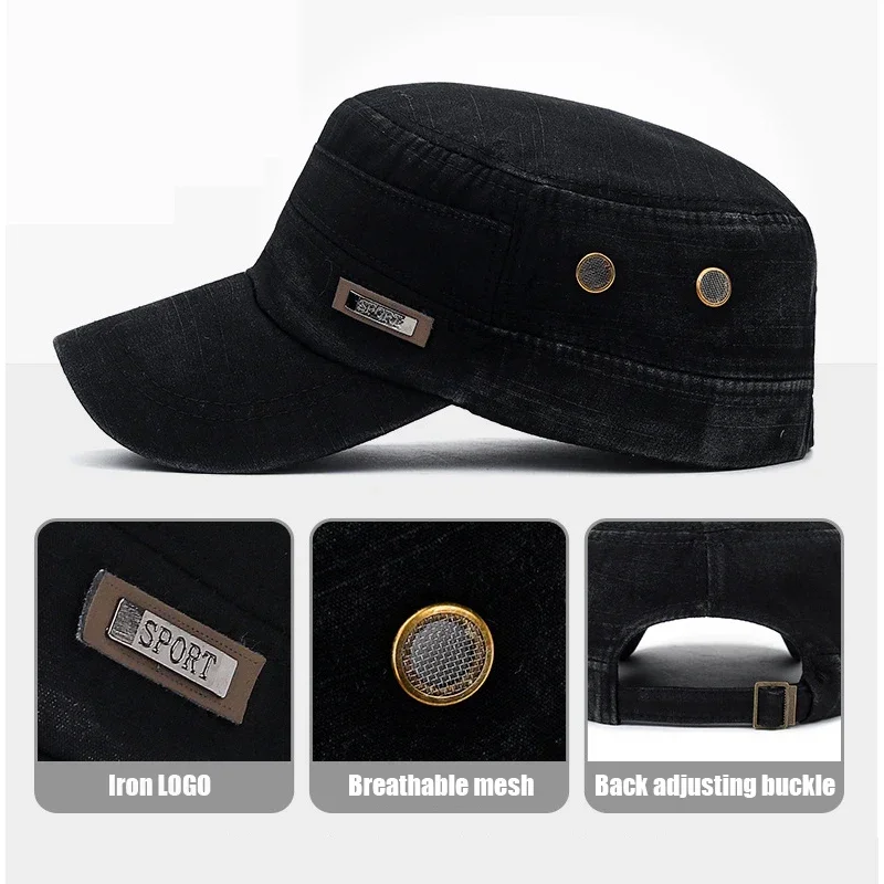 Military Cadet Flat Cap Fashio - Snapback Hat Flat reseña y precio