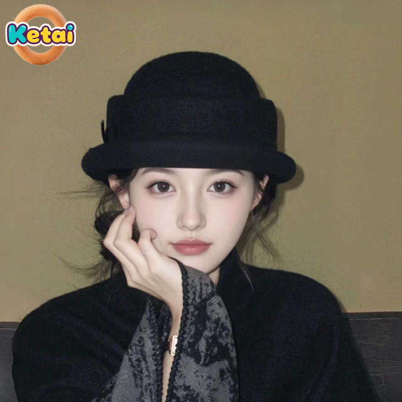Black Wool Top Hat Beret Women - Beret French Wool reseña y precio