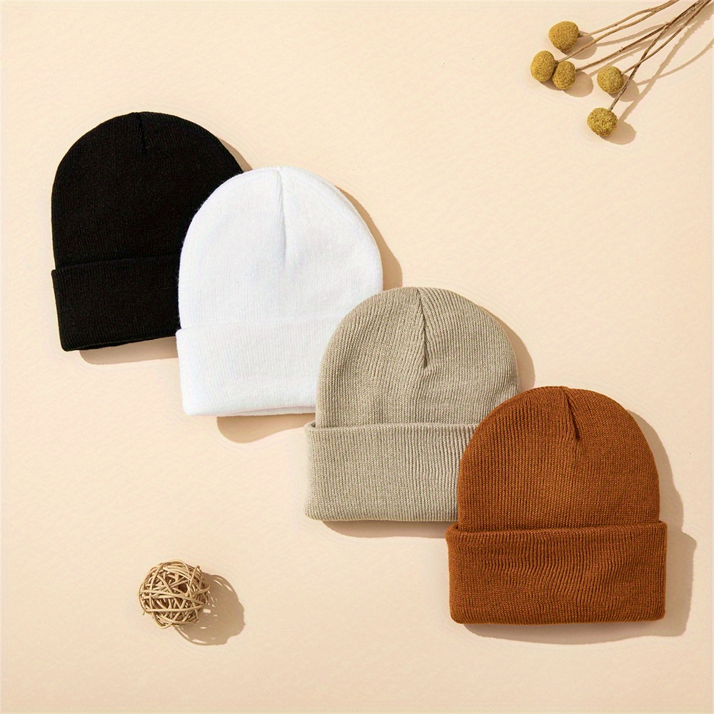 4pcs Baby Hat Knit Cuffed Bean - Beanie Cuffed Knit reseña y precio