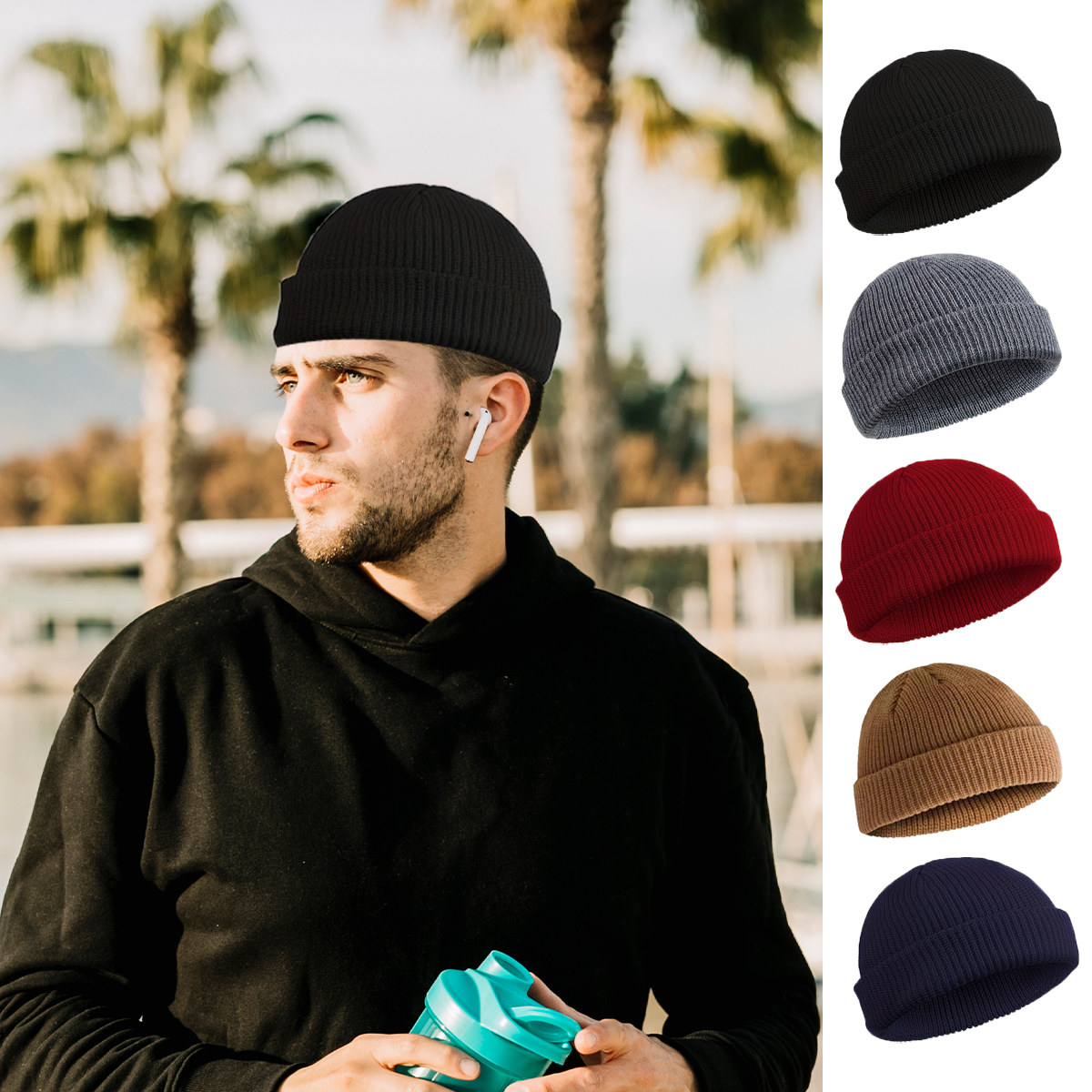 Winter Knitted Hat Warm Outdoo - Beanie Cuffed Knit reseña y precio